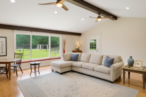 Spacious Living Room with Lush View